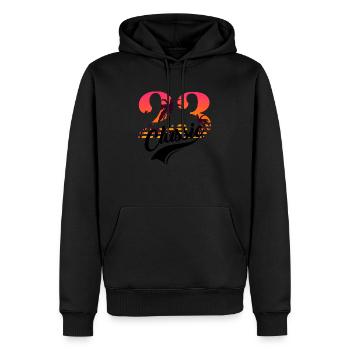 Jahrgang 1923-23-jähriges Jubiläum - Männer Premium Bio Hoodie - Schwarz - Vorne - Nico (187cm)