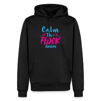 Flamingo Calm The Flock Down Lustiger rosa Vogel - Männer Premium Bio Hoodie - Schwarz - Vorne - Nico (187cm)