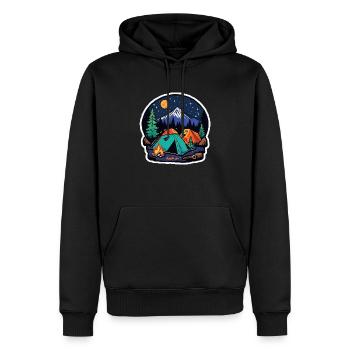Camping, Zelt und Lagerfeuer - Männer Premium Bio Hoodie - Schwarz - Vorne - Nico (187cm)