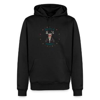 Rentier rocking Rebell - Männer Premium Bio Hoodie - Schwarz - Vorne - Nico (187cm)