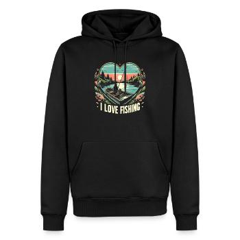 I LOVE FISHING - Men’s Premium Organic Hoodie - black - Front - Nico (187cm)