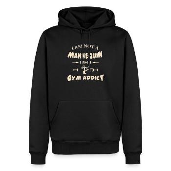 accro à la salle de sport - Sweat à capuche Premium bio Homme - noir - Devant - Nico (187cm)