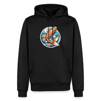 carpe koi - poisson japon - Sweat à capuche Premium bio Homme - noir - Devant - Nico (187cm)