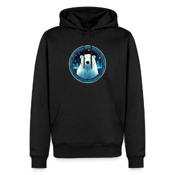 Eisbär in Ornament, Liebesbären - Männer Premium Bio Hoodie - Schwarz - Vorne - Nico (187cm)