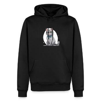 Chat docteur - Sweat à capuche Premium bio Homme - noir - Devant - Nico (187cm)