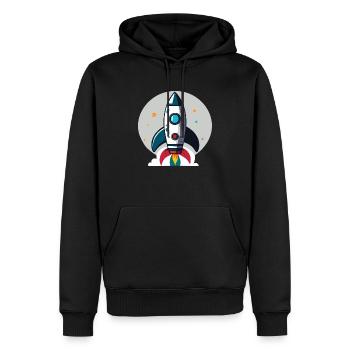 Illustration einer Rakete - Männer Premium Bio Hoodie - Schwarz - Vorne - Nico (187cm)