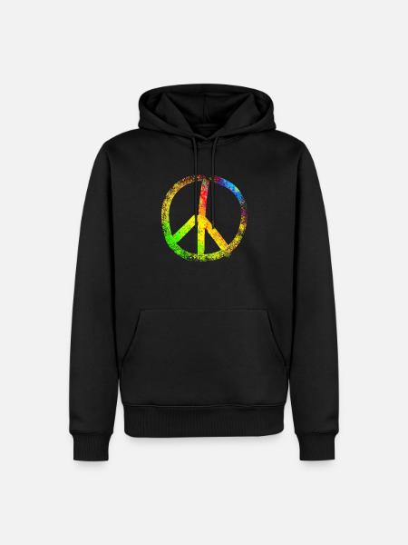 peace sign rainbow 02 - Men’s Premium Organic Hoodie - black