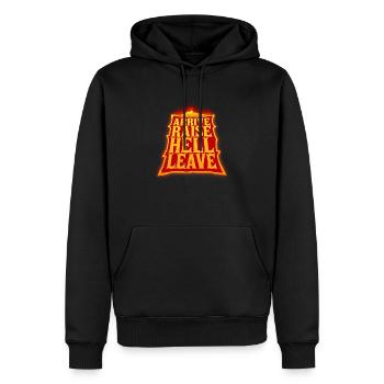 Arrive Raise Hell Leave Arrive and all hell breaks loose - Men’s Premium Organic Hoodie - black - Front - Nico (187cm)