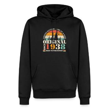 1938 : Légende vintage pour le 86e anniversaire - Sweat à capuche Premium bio Homme - noir - Devant - Nico (187cm)