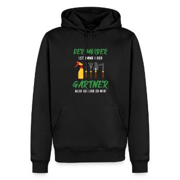 Garten Outfit Der Mörder ist immer der Gärtner - Männer Premium Bio Hoodie - Schwarz - Vorne - Nico (187cm)
