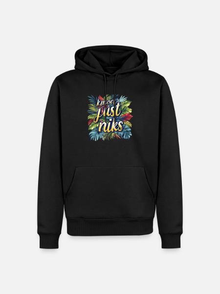 Kmoet just niks. Lente. Antwerps dialect shirts - Mannen Premium Bio hoodie - zwart