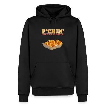 F*CKIN CHICKEN NUGGETS-ZENSIERT-NEGS URBANER SPORT - Männer Premium Bio Hoodie - Schwarz - Vorne - Nico (187cm)