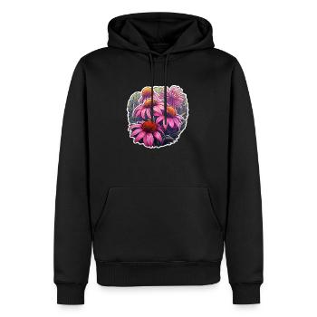 Plante d’échinacée 5 fleurs - Sweat à capuche Premium bio Homme - noir - Devant - Nico (187cm)