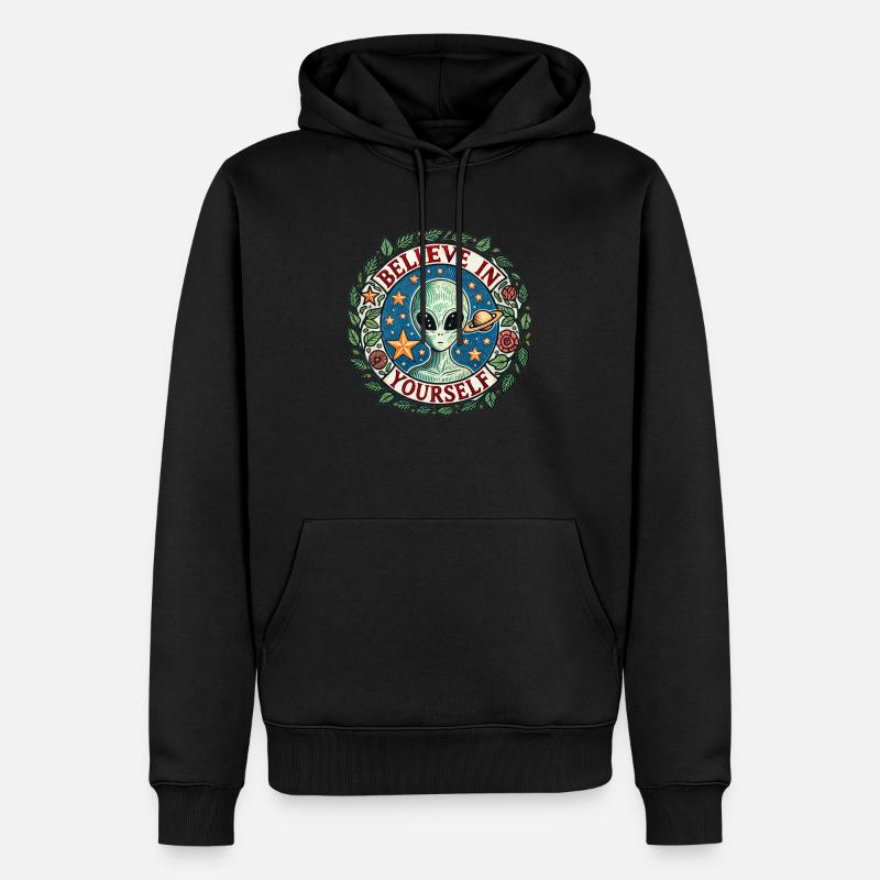 Glaube an dich Alien - Männer Premium Bio Hoodie - Schwarz