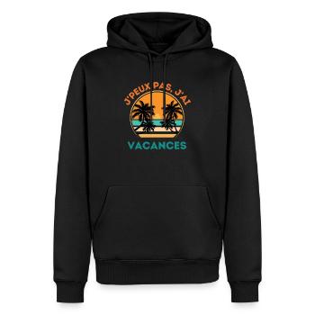 Je ne peux pas j ai vacances d été - Sweat à capuche Premium bio Homme - noir - Devant - Nico (187cm)