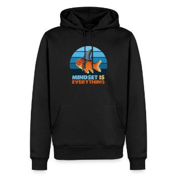 Goldfisch-Hai-Mindset ist alles, motivierend - Männer Premium Bio Hoodie - Schwarz - Vorne - Nico (187cm)