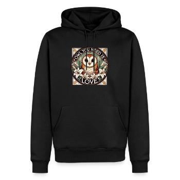 Le hibou dont vous avez besoin, c’est l’amour - Sweat à capuche Premium bio Homme - noir - Devant - Nico (187cm)