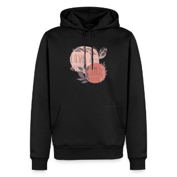 Love & Smile - Männer Premium Bio Hoodie - Schwarz - Vorne - Nico (187cm)