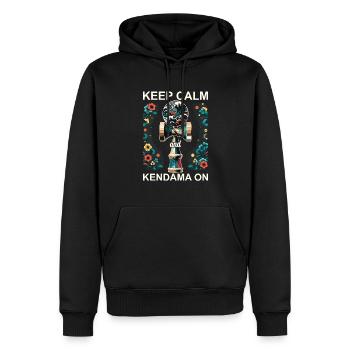 Kendama Japonais Floral Grande Vague - Sweat à capuche Premium bio Homme - noir - Devant - Nico (187cm)