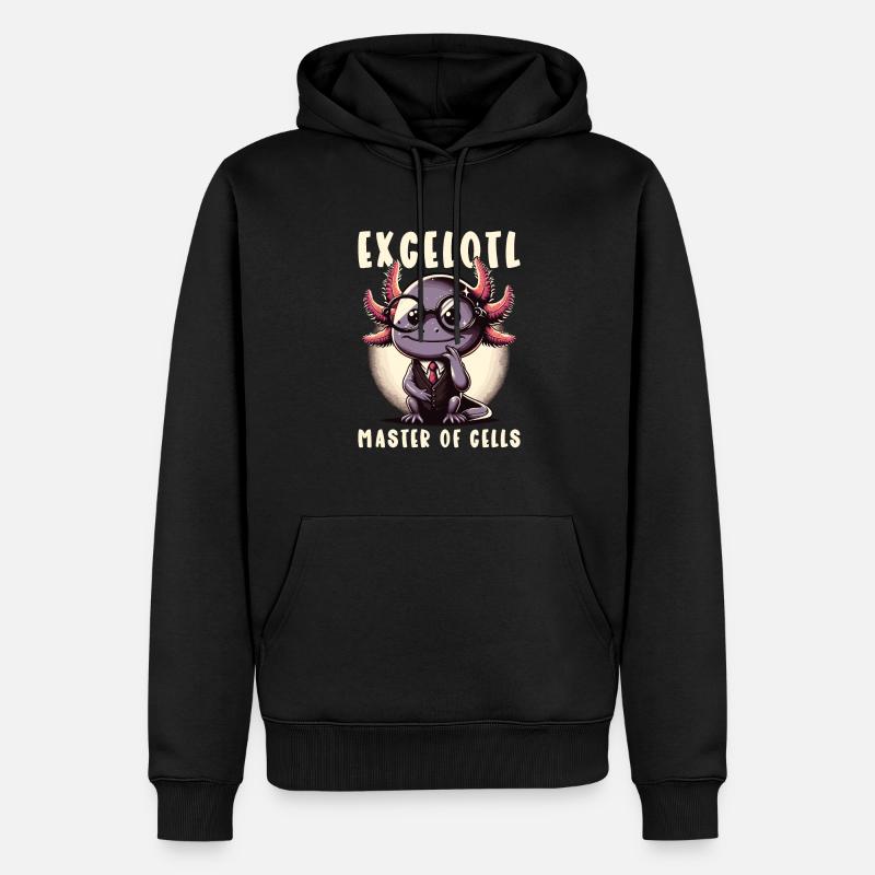 Excelotl Geeky Tableur Axolotl - Sweat à capuche Premium bio Homme - noir