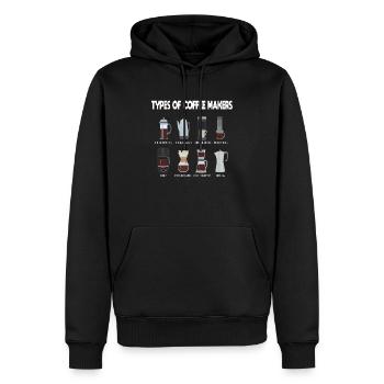 Types of Coffee Makers Coffee Lovers - Sweat à capuche Premium bio Homme - noir - Devant - Nico (187cm)