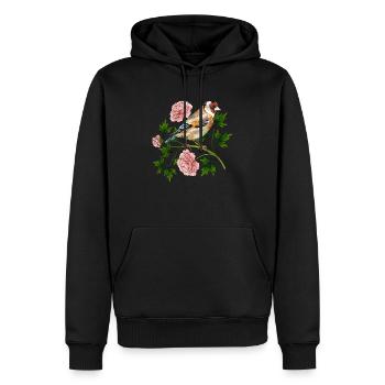 Bunter Vogel - Männer Premium Bio Hoodie - Schwarz - Vorne - Nico (187cm)