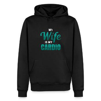 Fitness Endurance Training Ma femme est mon cardio - Sweat à capuche Premium bio Homme - noir - Devant - Nico (187cm)