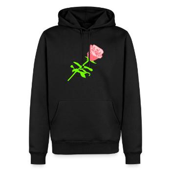 Jolie belle fleur de rose feuille roses romantique - Sweat à capuche Premium bio Homme - noir - Devant - Nico (187cm)