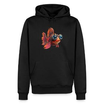 Drôle de poisson en combinaison de plongée - Sweat à capuche Premium bio Homme - noir - Devant - Nico (187cm)