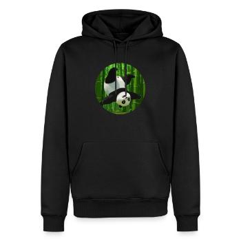 Panda macht einen Salto - Männer Premium Bio Hoodie - Schwarz - Vorne - Nico (187cm)