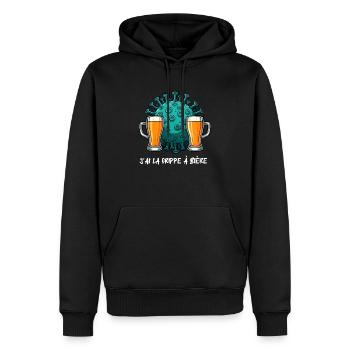 Ich habe eine Biergrippe - Männer Premium Bio Hoodie - Schwarz - Vorne - Nico (187cm)