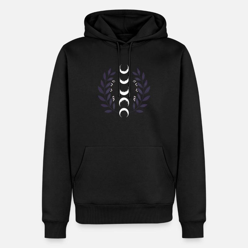 Himmlische Mondphase BOHO Wildblumen Sternzeichen Hexe - Männer Premium Bio Hoodie - Schwarz