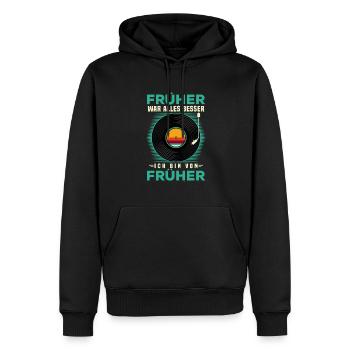 70s, 80s und 90s Jahre Retro Musik Schalplatte - Männer Premium Bio Hoodie - Schwarz - Vorne - Nico (187cm)