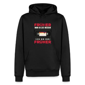 70s, 80s und 90s Jahre Retro VHS-Videokassette - Männer Premium Bio Hoodie - Schwarz - Vorne - Nico (187cm)