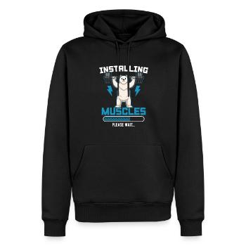 Installing Muscles Please Wait Fitness - Männer Premium Bio Hoodie - Schwarz - Vorne - Nico (187cm)