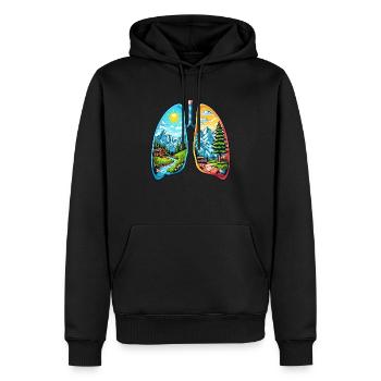 Natürliche Lunge Berglandschaft Wald - Männer Premium Bio Hoodie - Schwarz - Vorne - Nico (187cm)