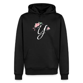 Brief und Blumen - Männer Premium Bio Hoodie - Schwarz - Vorne - Nico (187cm)