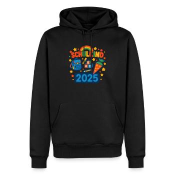 Schulkind 2025 – Der große Tag kann kommen! - Männer Premium Bio Hoodie - Schwarz - Vorne - Nico (187cm)