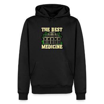 Guérir par la musique - Sweat à capuche Premium bio Homme - noir - Devant - Nico (187cm)