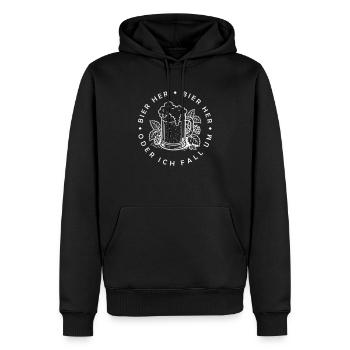Bienen hier - Oder ich fall um! - Männer Premium Bio Hoodie - Schwarz - Vorne - Nico (187cm)