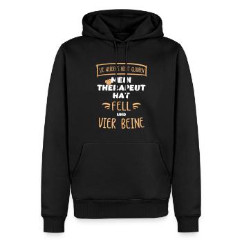 "Mein Therapeut hat Fell & vier Beine". Hunde. - Männer Premium Bio Hoodie - Schwarz - Vorne - Nico (187cm)