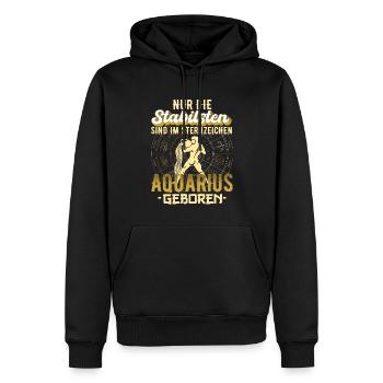 Sternzeichen Aquarius Wassermann Geschenkidee - Männer Premium Bio Hoodie - Schwarz - Vorne - Nico (187cm)