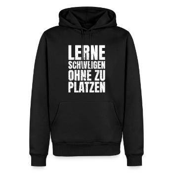 lerne schweigen ohne zu platzen Geschenk - Männer Premium Bio Hoodie - Schwarz - Vorne - Nico (187cm)
