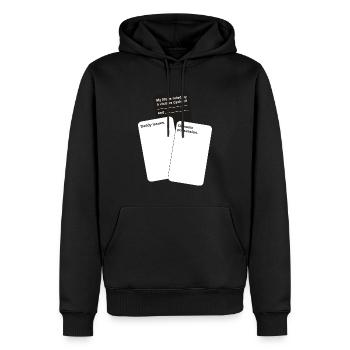 Contre l’humanité Cartes Graphique amusant - Sweat à capuche Premium bio Homme - noir - Devant - Nico (187cm)
