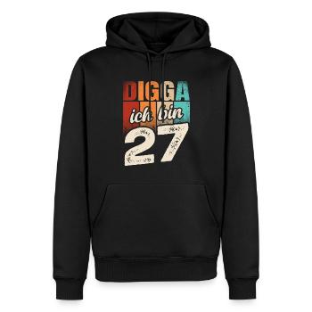 Digga Ich Bin 27 Jahre 27. Geburtstag - Männer Premium Bio Hoodie - Schwarz - Vorne - Nico (187cm)