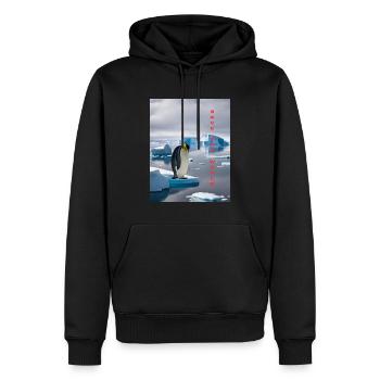 Save the World pingouin - Sweat à capuche Premium bio Homme - noir - Devant - Nico (187cm)