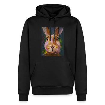 Lièvre peinture peinture huile cadeau - Sweat à capuche Premium bio Homme - noir - Devant - Nico (187cm)