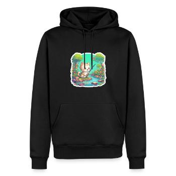 Cadeau Ange Chat - Sweat à capuche Premium bio Homme - noir - Devant - Nico (187cm)
