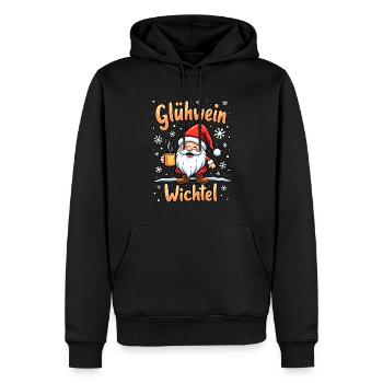 Weihnachten EIN GLÜHWEIN WICHTEL ZWEI GLÜHWEIN - Männer Premium Bio Hoodie - Schwarz - Vorne - Nico (187cm)