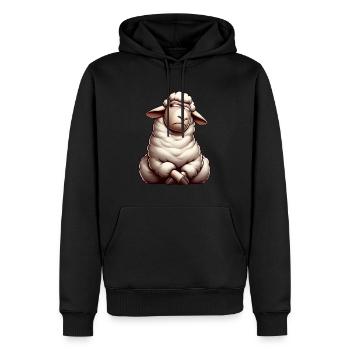 mouton sceptique dessin animé taureau - Sweat à capuche Premium bio Homme - noir - Devant - Nico (187cm)